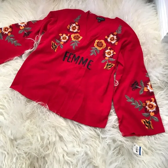 Inc International Concepts Top Embroidered Floral - Picture 3 of 8